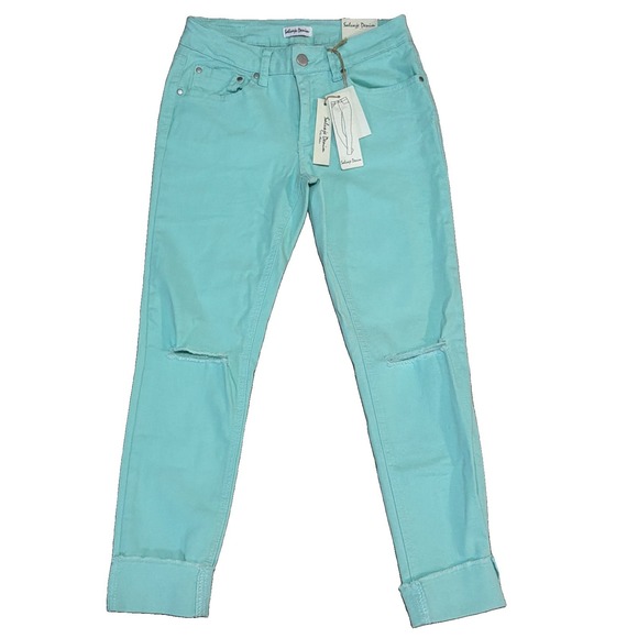 Salvage Denim Denim - Salvage Denim Skinny Jeans Distressed Womens Size 5 (26x27) Powder Green